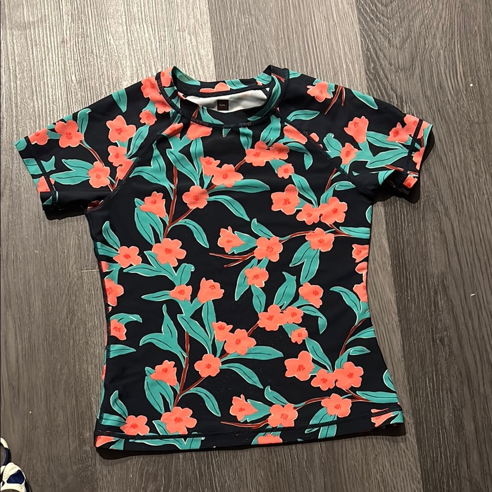 Tea Collection Black and Red Rashguard Swim Shirt